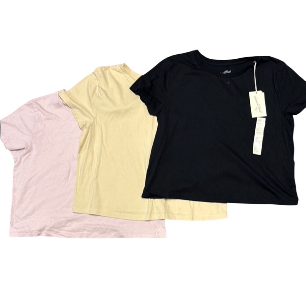 3 Universal Thread Short Sleeve Tees - Black, Pink, and Beige